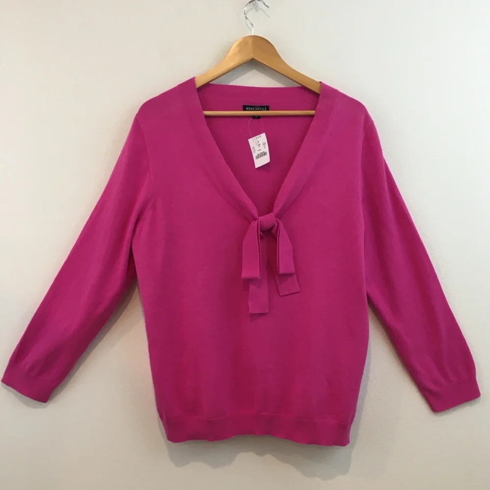 J. Crew | Hot Pink Long Sleeve Pop Over Sweater